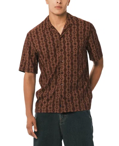 Buffalo David Bitton Men's Sandro Printed Short-sleeve Camp Shirt In Brown