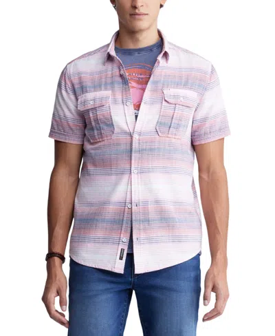 Buffalo David Bitton Men's Siboba Striped Short-sleeve Shirt In Mineral Red