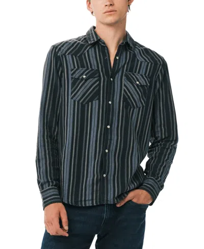Buffalo David Bitton Men's Sierra Striped Western Spread Collar Shirt In Blue