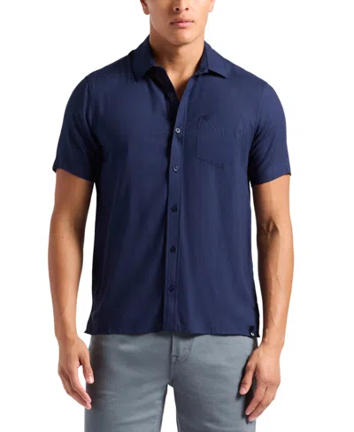 Buffalo David Bitton Men's Sirilo Fitted Short Sleeve Button-front Shirt In Blue