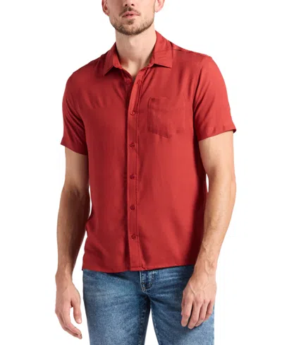 Buffalo David Bitton Men's Sirilo Fitted Short Sleeve Button-front Shirt In Medium Red