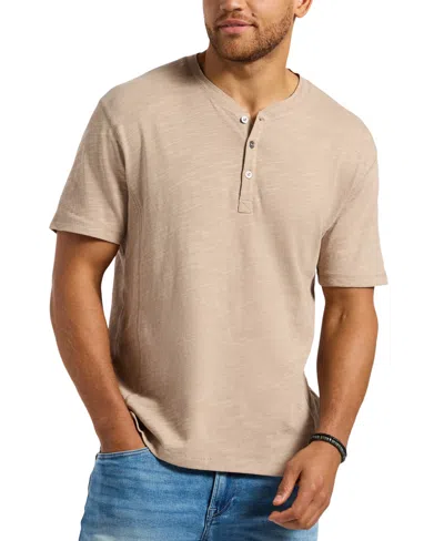 Buffalo David Bitton Men's Slub Knit Short Sleeve Relaxed Henley T-shirt In Tuffet