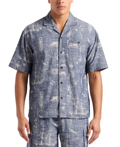 Buffalo David Bitton Men's Sonix Relaxed-fit Nautical-print Button-down Camp Shirt