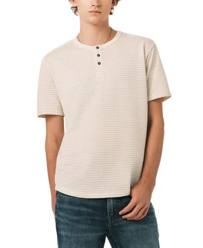Buffalo David Bitton Men's Striped Short-sleeve Henley T-shirt In Nude