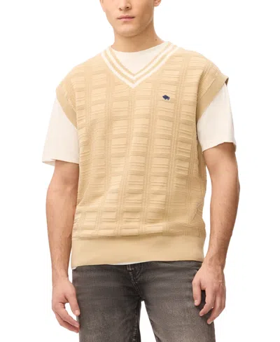 Buffalo David Bitton Men's Subtle Geometric Texture V-neckline Sweater In Sand
