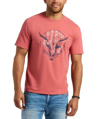 Buffalo David Bitton Men's Tarz Relaxed Fit Short Sleeve Bull Skull Graphic Crewneck T-shirt