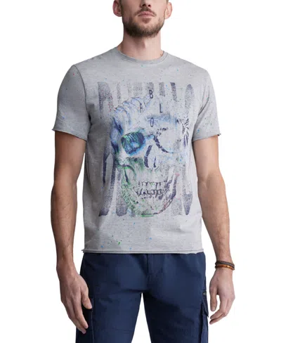 Buffalo David Bitton Men's Tulum Classic-fit Tropical Skull Graphic T-shirt In Heather Grey