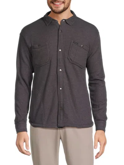 Buffalo David Bitton Men's Waffle Knit Shirt Jacket In Grey