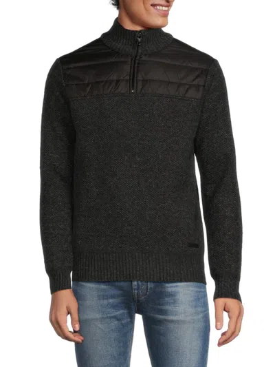 Buffalo David Bitton Men's Walker Mockneck Quarter Zip Sweater In Black