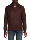 Buffalo David Bitton Men's Walkley Faux Fur-lined Cable Knit Sweater In Ruby Mix