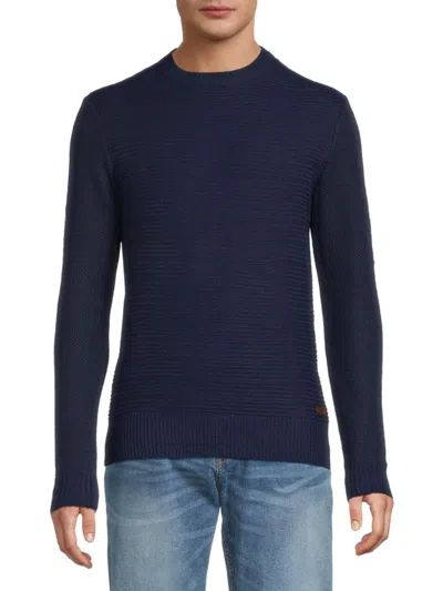 Buffalo David Bitton Men's Warrin Textured Crewneck Pullover Sweater In Blue