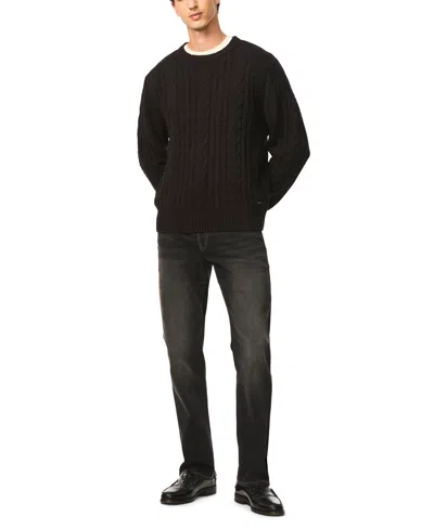 Buffalo David Bitton Men's Wicap Classic-fit Cable-knit Crewneck Sweater In Black
