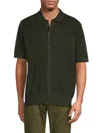 Buffalo David Bitton Men's Willisons Geometric Pattern Polo Cardigan In Dark Green