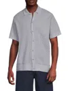 Buffalo David Bitton Men's Willisons Geometric Pattern Polo Cardigan In Heather Grey