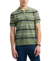 Buffalo David Bitton Men's Winder Short Sleeve Striped Polo Sweater In Green