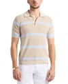 Buffalo David Bitton Men's Winder Short Sleeve Textured Striped Polo Sweater In Peyote