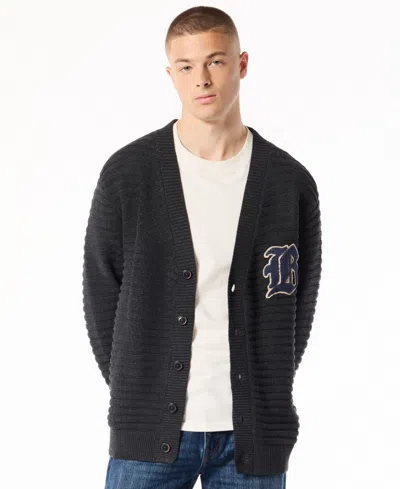 Buffalo David Bitton Men's Woodz Varsity V-neck Cardigan In Black