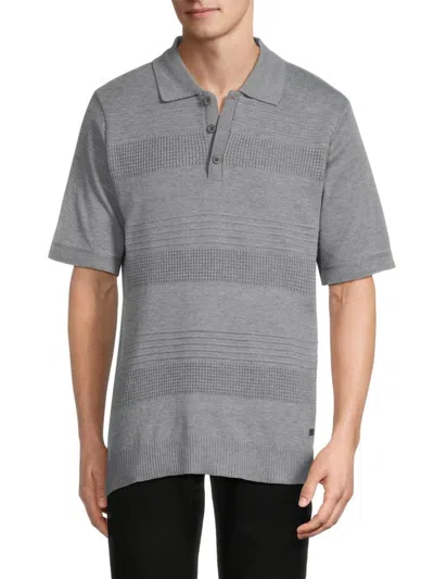 Buffalo David Bitton Men's Worden Quarter-button Polo Shirt In Heather Grey