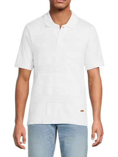 Buffalo David Bitton Men's Worden Quarter-button Polo Shirt In White