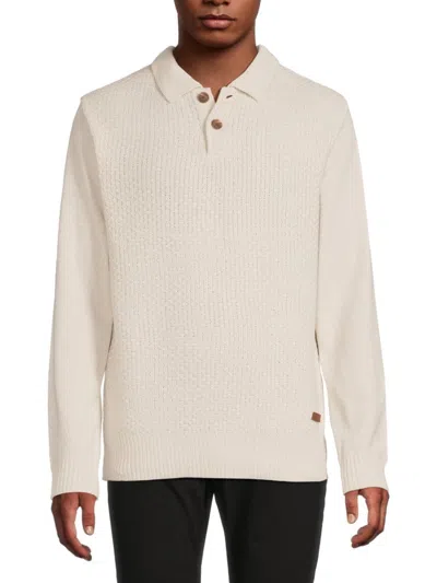 Buffalo David Bitton Men's Wystan Texture 2-button Placket Sweater In White
