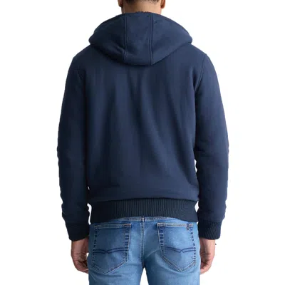 Buffalo David Bitton Mens Faux Fur Lined Cotton Zip Hoodie In Blue
