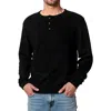 Buffalo David Bitton Mens Knit Cotton Henley Shirt In Black