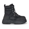 Buffalo Fusion Front Zip - Women's Black Front-zip Platform Boots In Black