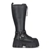 Buffalo Gospher Biker Hi - Women's Black Platform Knee-high Boots In Black