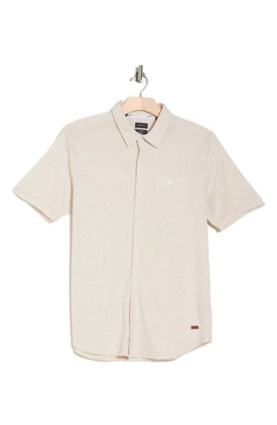 Buffalo Jeans Elvison Short Sleeve Jersey Button-up Shirt In Beige Mix