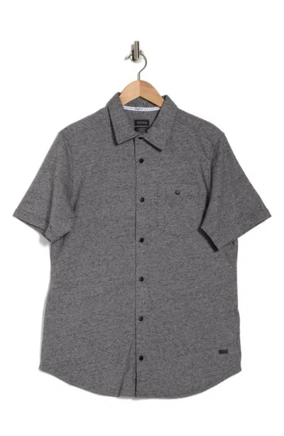 Buffalo Jeans Elvison Short Sleeve Jersey Button-up Shirt In Grey Mix