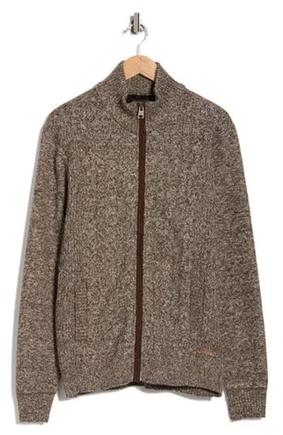 Buffalo Jeans Wactorio Zip Cardigan In Brown