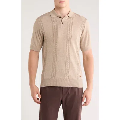 Buffalo Jeans Wagners Cotton Pointillé Short Sleeve Polo In Brown