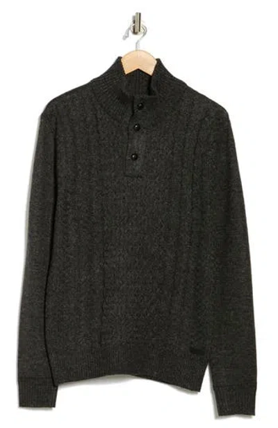 Buffalo Jeans Water Button Half Cable Knit Sweater In Black