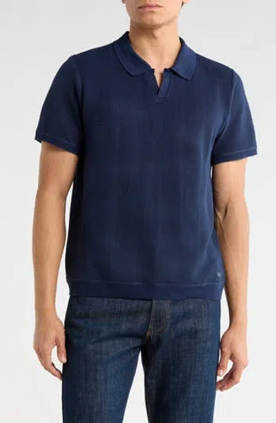 Buffalo Jeans Webrews Johnny Collar Knit Polo In Blue