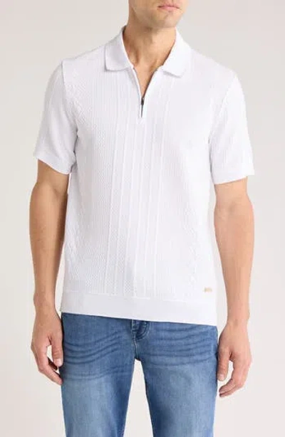 Buffalo Jeans Westin Quarter Zip Polo In White