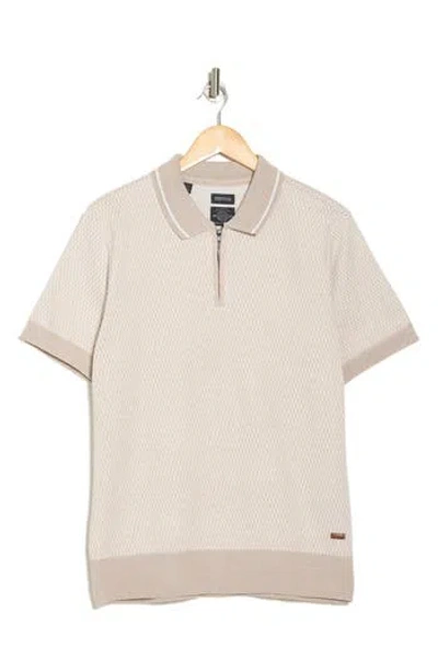 Buffalo Jeans Wilen Quarter Zip Polo In Jute Combo