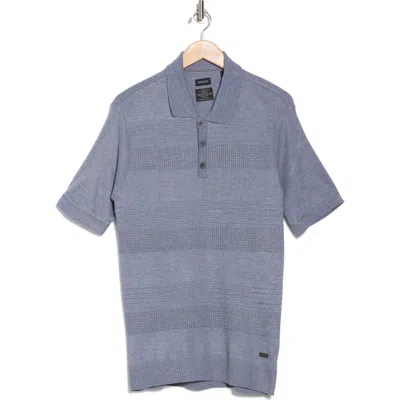 Buffalo Jeans Worden Textured Stripe Polo Sweater In Heather Grey