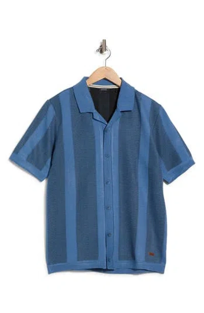 Buffalo Jeans Wotison Short Sleeve Knit Button-up Shirt In Black