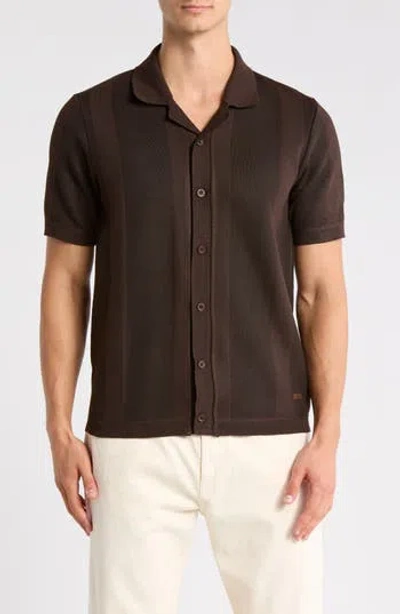 Buffalo Jeans Wotison Short Sleeve Knit Button-up Shirt In Multi