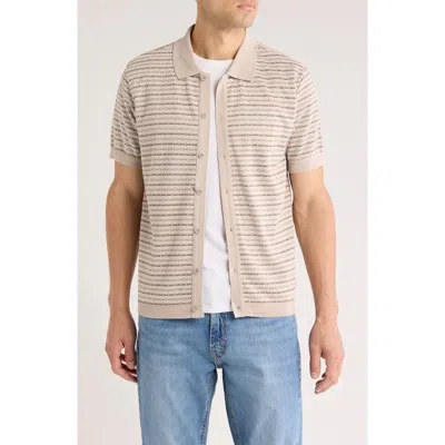 Buffalo Jeans Wrenley Jacquard Button-up Polo In Jute Combo