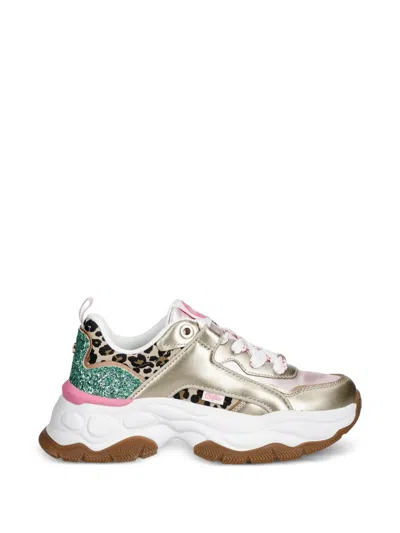 Buffalo Jump One Leopard-print Glitter-detail Sneakers In White