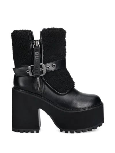 Buffalo Killah Platform Buckle Strap Boots In Animal Print