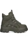 Buffalo Lace-up Tread-sole Boots In Green