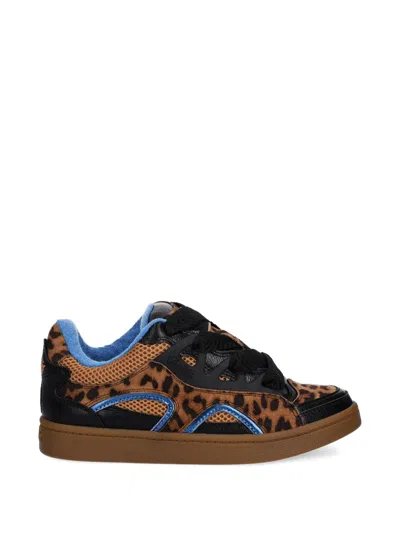 Buffalo Leopard Print Lace-up Sneakers In Brown