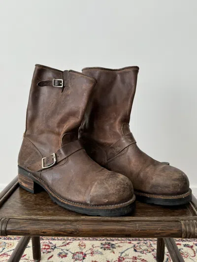 Pre-owned Buffalo London X Moto Vintage Buffalo Moto Engineer Brown Faded Leather Boots