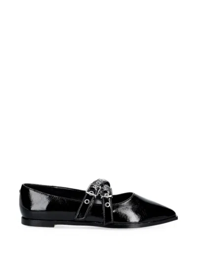 Buffalo Marly Cross Buckled Ballet Flats In Black