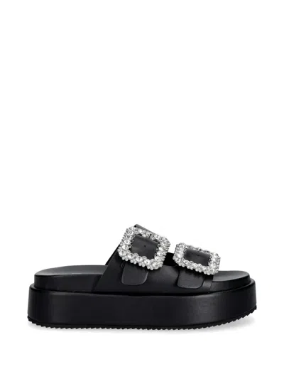 Buffalo Noa Ari Glam Crystal-buckle Platform Slides In Multi