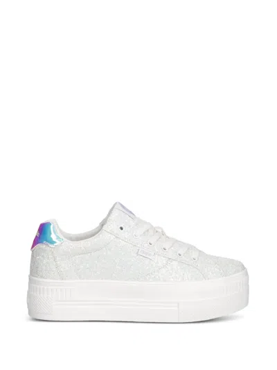 Buffalo Paired Glam Glitter-detail Sneakers In White