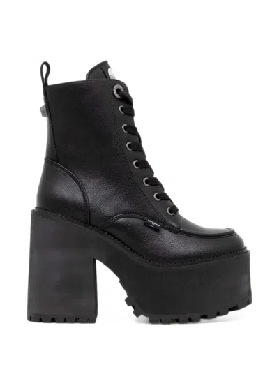 Buffalo Platform Lace-up Boots In Black