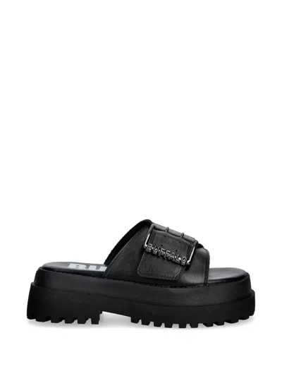 Buffalo Pluto Slide Buckle Sandals In Black